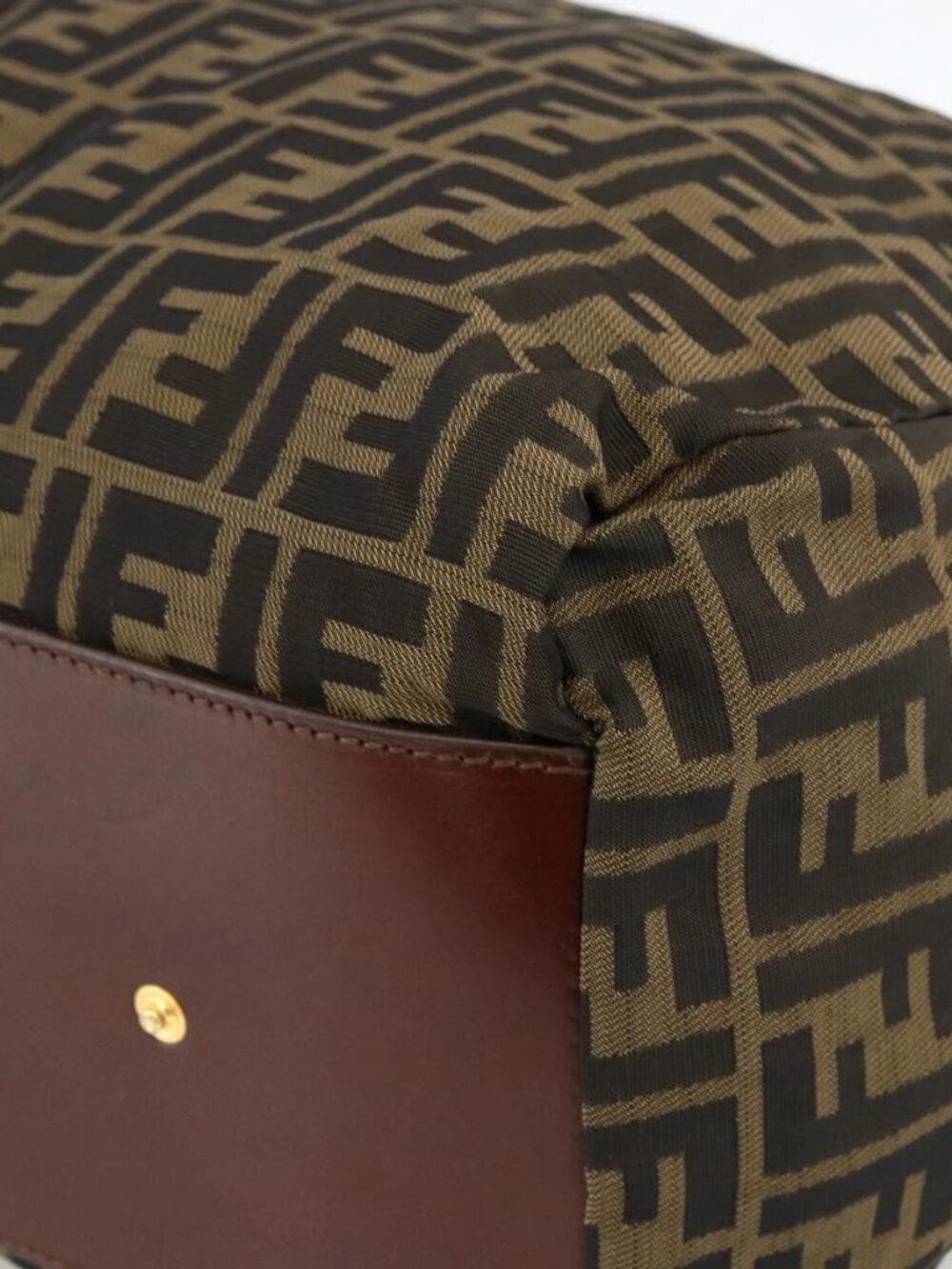 FENDI Zucca Canvas Boston Bag Brown Black Auth bs33227 - Picture 10 of 14